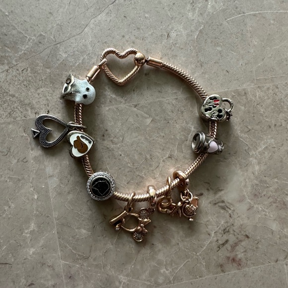 Charming Rose Gold Bracelet with Heart and Animal Charms - Main Image